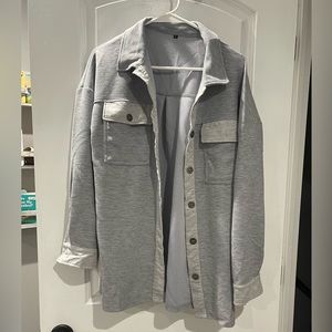 Gray button up lightweight shirt jacket